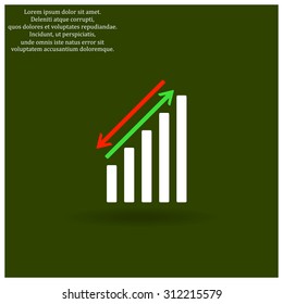 chart with green and red arrows. icon. vector design