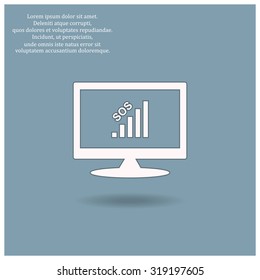 chart with green and red arrows. icon. vector design
