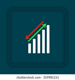 chart with green and red arrows. icon. vector design
