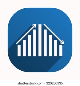 chart with green and red arrows. icon. vector design
