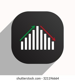 chart with green and red arrows. icon. vector design