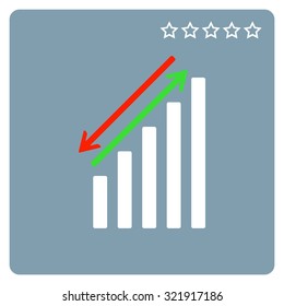 chart with green and red arrows. icon. vector design