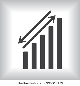 chart with green and red arrows. icon. vector design