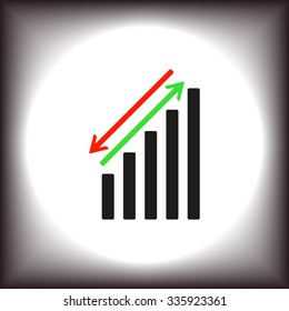 chart with green and red arrows. icon. vector design