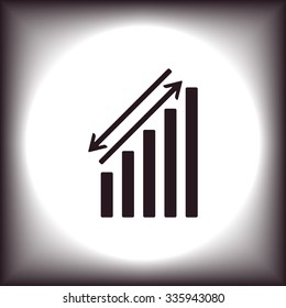chart with green and red arrows. icon. vector design