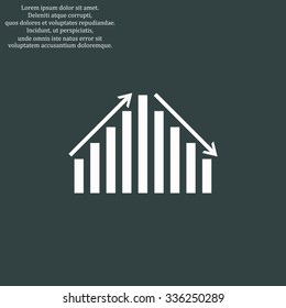 chart with green and red arrows. icon. vector design