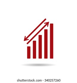 chart with green and red arrows. icon. vector design