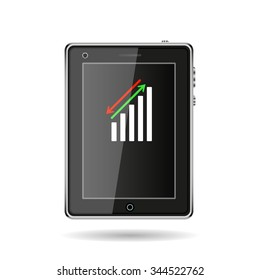 chart with green and red arrows. icon. vector design
