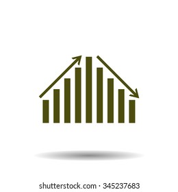 chart with green and red arrows. icon. vector design