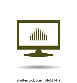 chart with green and red arrows. icon. vector design