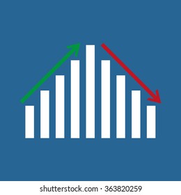 chart with green and red arrows. icon. vector design