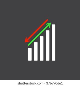 chart with green and red arrows. icon. vector design