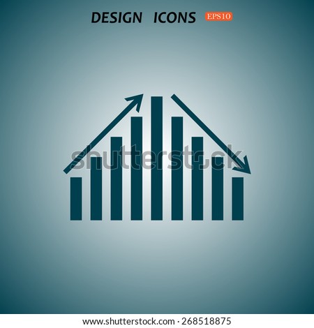 chart with green and red arrows. icon. vector design