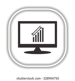 chart with green and red arrows.  Modern design flat style icon