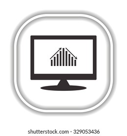 chart with green and red arrows.  Modern design flat style icon
