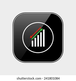 chart with green and red arrows on the black button,  vector, EPS 10