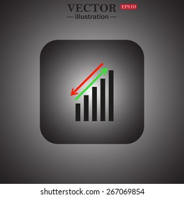 chart with green and red arrows, web icon. vector design