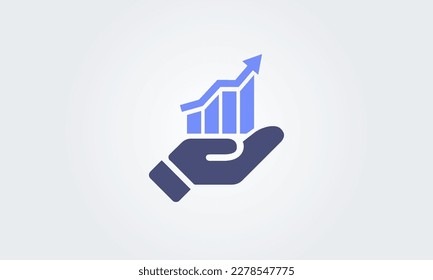 Gráfico que crece, icono de la línea de mano. El crecimiento de las finanzas aumenta el concepto de negocios. Diseño gráfico vectorial, ilustración de logotipo