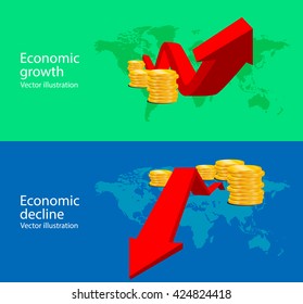 Chart of growth and decline economics. Vector illustration.