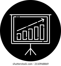 Chart Growth Glyph Flat Icon Isolated On White Background