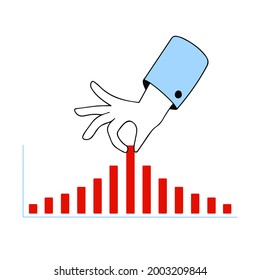 Chart growth. Increase business concept. Hand of businessman. Pick and take
