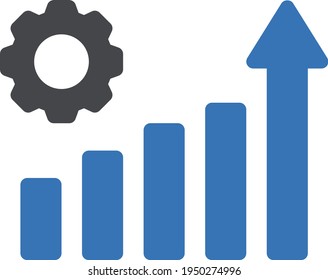 icono de color de glifo vector de crecimiento de gráfico