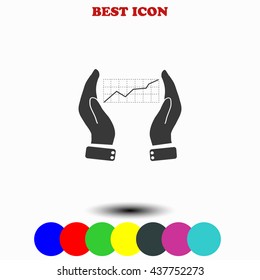 Chart with hand icon. 