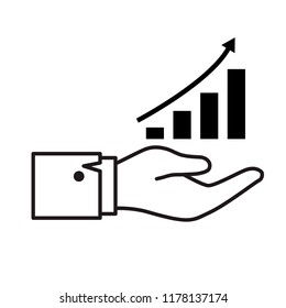 Chart with hand icon, business concept