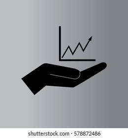 Chart in the hand icon, statictics vector illustration