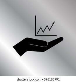 Chart in the hand icon, statictics vector illustration