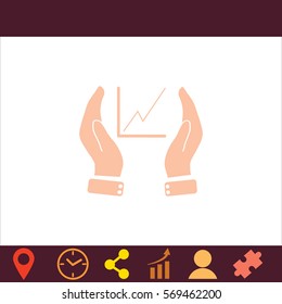 Chart with hand  icon. Vector design. 