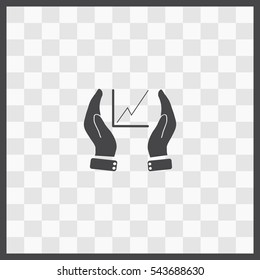 Chart with hand vector icon. Isolated illustration. Business picture.
