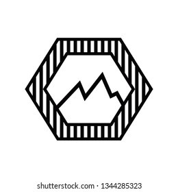 Chart and hexagon logo. Dollar chart logo in black line style