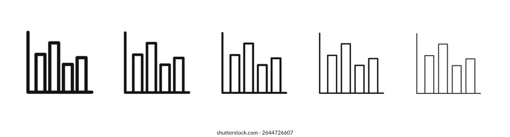 Ícone do histograma do gráfico logotipo do conjunto de ilustrações plana