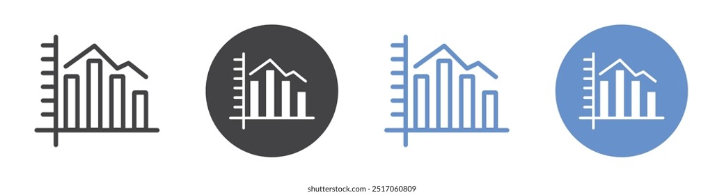 Chart histogram icon flat line symbol set.
