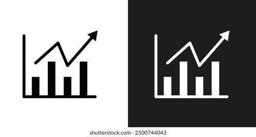 Chart histogram icon line art vector