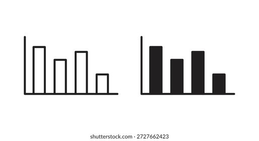 Chart histogram icon with line and silhouette versions.