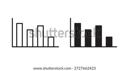 Chart histogram icon with line and silhouette versions.