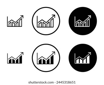 Chart Histogram Icon Set. Finance Graph Diagram Sign. Business Growth Statistic Bar Vector Icon suitable for apps and websites UI designs.