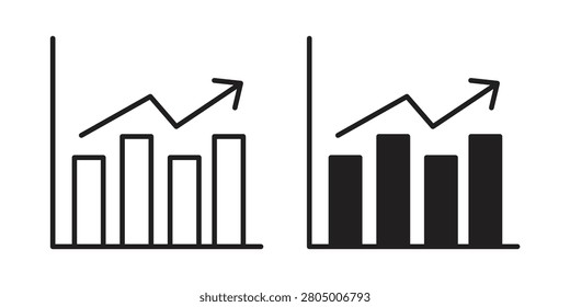 Chart histogram icon simple black and white line and clip art illustrations