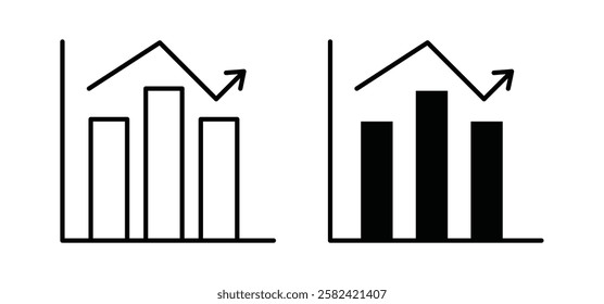 Chart histogram icons pack vectors in black flat and strokes