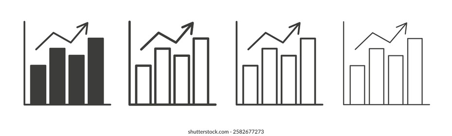 Chart histogram icons set vectors graphic designs