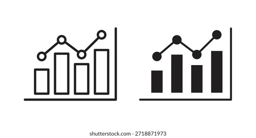Ícones de histograma de gráfico vetores de sinal. adequado para web, app, infográfico, etc