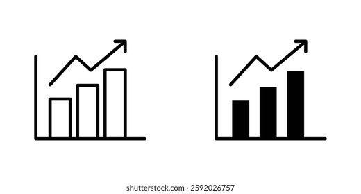 Chart histogram icons. stroke line and black solid icons