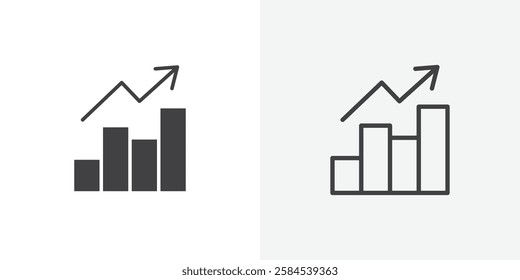 Chart histogram icons vectors illustrations in black fill and liner versions