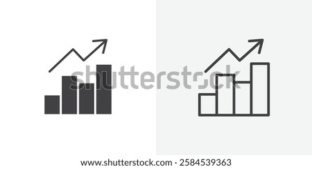 Chart histogram icons vectors illustrations in black fill and liner versions