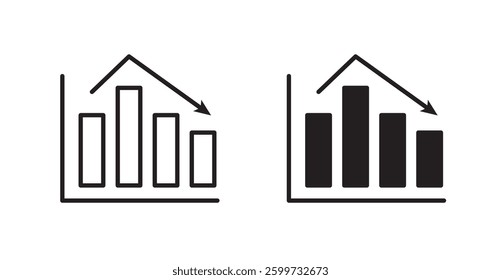 Chart histogram vector icon set in black color.