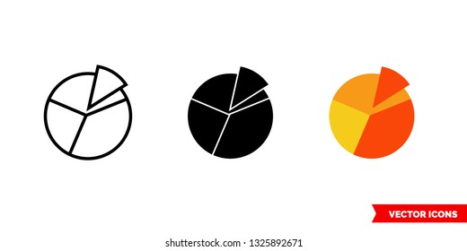 Chart icon of 3 types: color, black and white, outline. Isolated vector sign symbol.