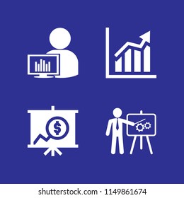 chart icon. 4 chart set with business and finance, ascendant bars graphic, graph and project vector icons for web and mobile app