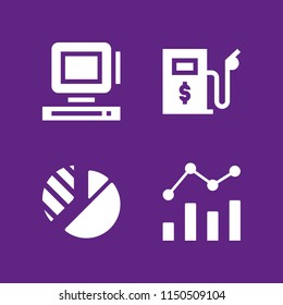 chart icon. 4 chart set with business and finance, pie chart and analytics vector icons for web and mobile app